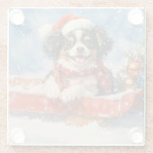 Japanischer Chin Hund in Sledge Let it Snow Weihna Glasuntersetzer (Rückseite)