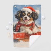 Japanischer Chin Hund in Sledge Let it Snow Weihna Golfhandtuch (Insitu)