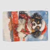 Japanischer Chin Hund in Sledge Let it Snow Weihna Golfhandtuch (Horizontal)
