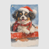 Japanischer Chin Hund in Sledge Let it Snow Weihna Golfhandtuch (Vorderseite)