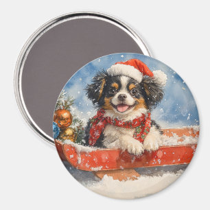Japanischer Chin Hund in Sledge Let it Snow Weihna Magnet
