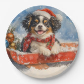 Japanischer Chin Hund in Sledge Let it Snow Weihna Pappteller (Vorderseite)