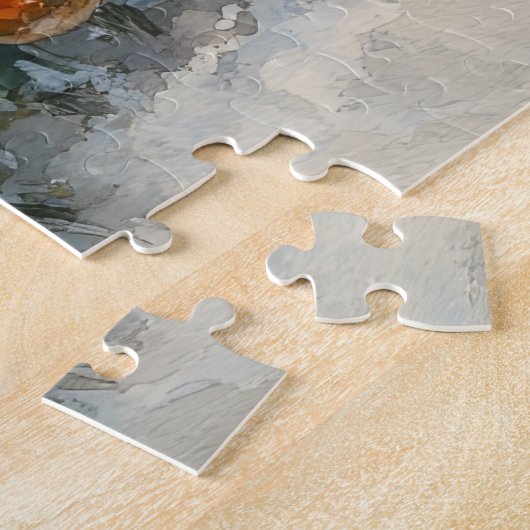 Japanischer Chin Hund in Sledge Let it Snow Weihna Puzzle (Seite)