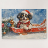Japanischer Chin Hund in Sledge Let it Snow Weihna Puzzle (Horizontal)