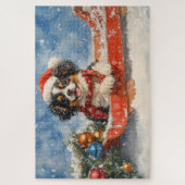 Japanischer Chin Hund in Sledge Let it Snow Weihna Puzzle (Vertikal)