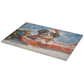 Japanischer Chin Hund in Sledge Let it Snow Weihna Schneidebrett (Ecke)