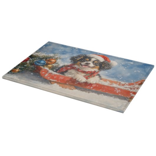 Japanischer Chin Hund in Sledge Let it Snow Weihna Schneidebrett (Ecke)