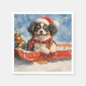 Japanischer Chin Hund in Sledge Let it Snow Weihna Serviette (Vorderseite)