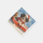 Japanischer Chin Hund in Sledge Let it Snow Weihna Serviette (Ecke)