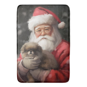 Japanischer Chin mit Weihnachtsfeiertag Badematte