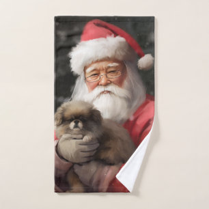 Japanischer Chin mit Weihnachtsfeiertag Badhandtuch Set