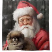 Japanischer Chin mit Weihnachtsfeiertag Duschvorhang (Vorderseite)