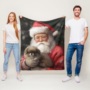 Japanischer Chin mit Weihnachtsfeiertag Fleecedecke
