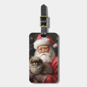 Japanischer Chin mit Weihnachtsfeiertag Gepäckanhänger