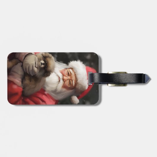 Japanischer Chin mit Weihnachtsfeiertag Gepäckanhänger (Rückseite horizontal)