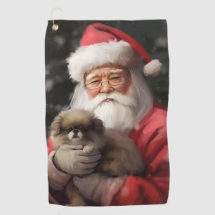 Japanischer Chin mit Weihnachtsfeiertag Golfhandtuch