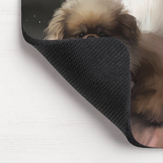 Japanischer Chin mit Weihnachtsfeiertag Mousepad (Ecke)