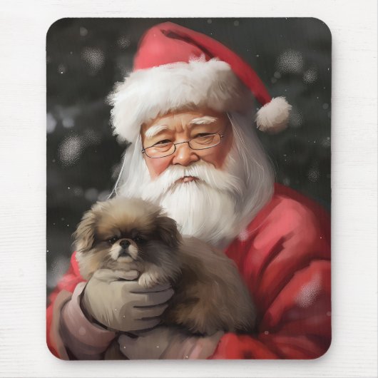 Japanischer Chin mit Weihnachtsfeiertag Mousepad (Vorne)