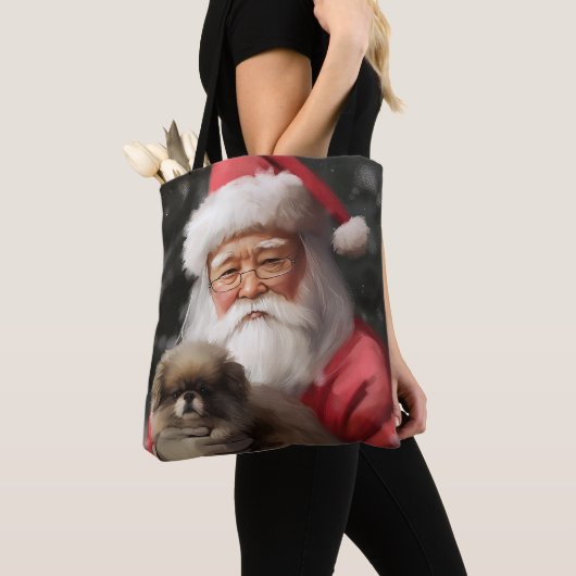 Japanischer Chin mit Weihnachtsfeiertag Tasche (Von Nahem)