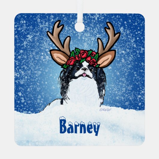 Japanischer Chin Reindeer Ornament Aus Metall (Rückseite)