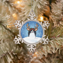 Japanischer Chin Reindeer Schneeflocken Zinn-Ornament