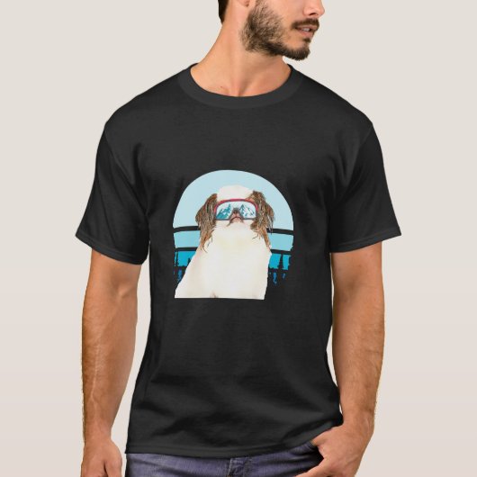 Japanischer Chin Skiing Winter Mountain Ski Dog Lo T-Shirt (Vorderseite)