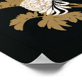 Japanischer Chrysanthemabdruck | Schwarz und Maron Poster (Ecke)