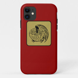 Japanischer Clan Kamon Red Laquer und Gold Rooster Case-Mate iPhone Hülle