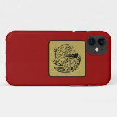 Japanischer Clan Kamon Red Laquer und Gold Rooster Case-Mate iPhone Hülle (Rückseite (Horizontal))