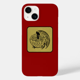 Japanischer Clan Kamon Red Laquer und Gold Rooster Case-Mate iPhone 14 Hülle