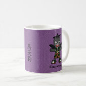 Japanischer Crow Tengu: Cartoon Yokai Kaffeetasse (VorderseiteRechts)