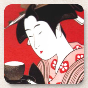Japanischer Dame Tee Servierzeremonie Kunstprint Untersetzer