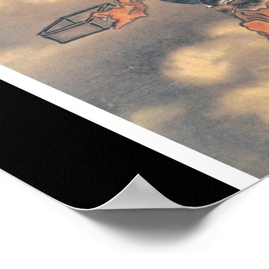 Japanischer Dämon mit Hörnern und Pinsel Poster (Ecke)