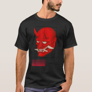 Japanischer Demon Art Devil Face Oni Skull Harajuk T-Shirt