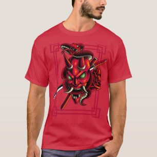 Japanischer Demon Harajuku Kabuki Yokai Oni Gesich T-Shirt