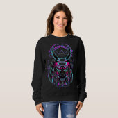 japanischer Demon Samurai Oni Face Mask Glitch Sweatshirt (Vorne ganz)