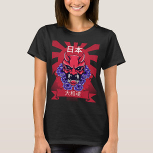 japanischer Demon Samurai Oni Japanisch Sun Maske T-Shirt