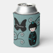 Japanischer Doll Polka Dot Personalisiert Dosenkühler (Kanne Rückseite)