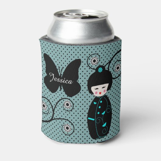 Japanischer Doll Polka Dot Personalisiert Dosenkühler (Kanne Rückseite)