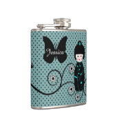 Japanischer Doll Polka Dot Personalisiert Flachmann (Rechts)