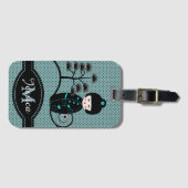 Japanischer Doll Polka Dot Personalisiert Gepäckanhänger (Vorderseite (Horizontal))