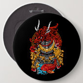 Japanischer Drache Cyberpunk Samurai Koi Fish Aest Button (Vorne & Hinten)