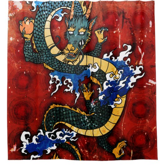 Japanischer Drache Duschvorhang (Vorderseite)