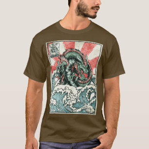 Japanischer Drache Große Welle von Kanagawa Vintag T-Shirt