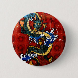 Japanischer Drache - gutes Glück Button