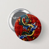 Japanischer Drache - gutes Glück Button (Vorne & Hinten)