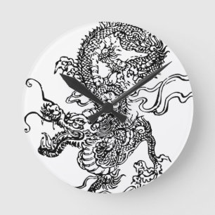 Japanischer Drache - in der chinesischen Art Runde Wanduhr