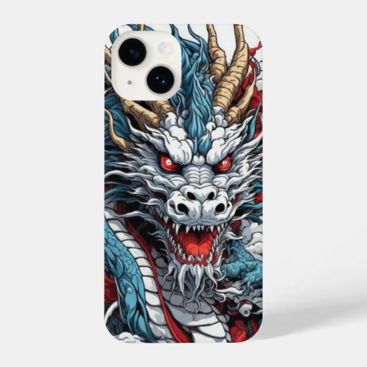 Japanischer Drache iPhone 14 Slim Fit Case, Glossy iPhone Hülle (Rückseite)
