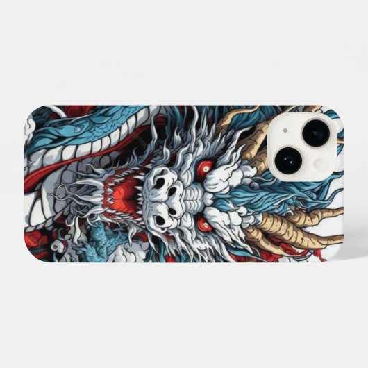 Japanischer Drache iPhone 14 Slim Fit Case, Glossy iPhone Hülle (Rückseite (Horizontal))