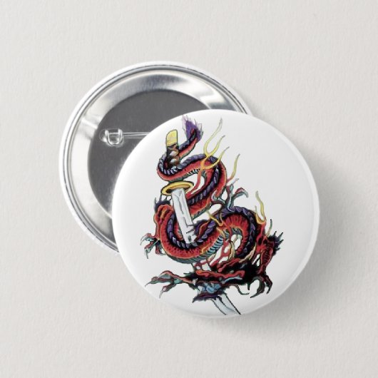 Japanischer Drache Katana Suis Riu Button (Vorne & Hinten)
